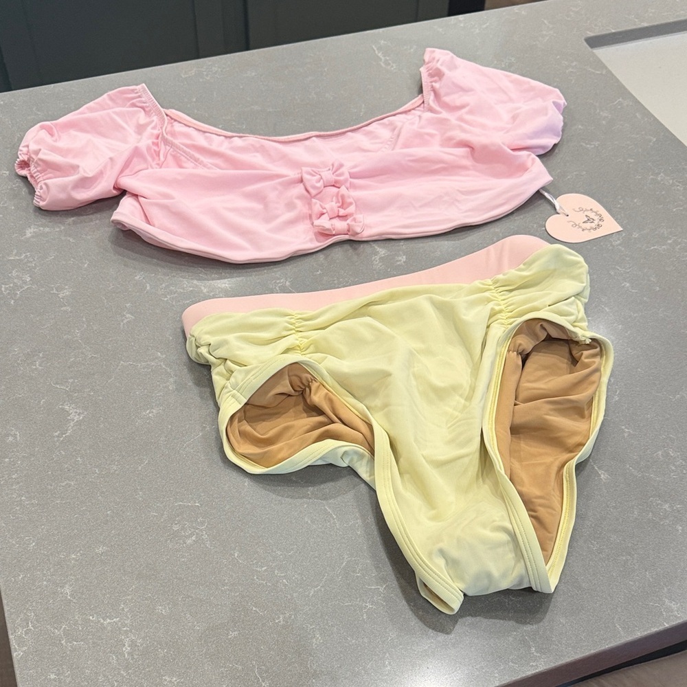 Alpine Blush Pink and Soft Yellow Bikini Set